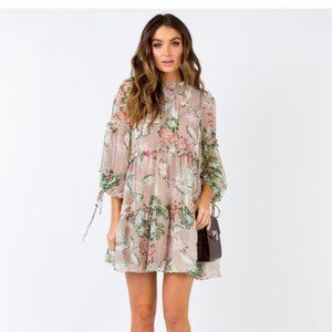 Princess Polly Eden Bloom Mini Dress Blush, Size 2